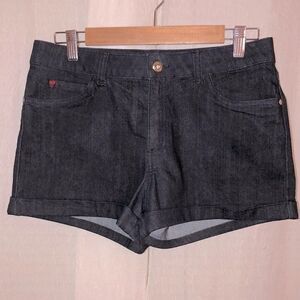 Sofia 8 Black Cuffed Stretch High Rise Denim Shorts